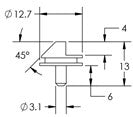 Reduced height 45º / 90º Mount, short 6mm pin for Systems for Research